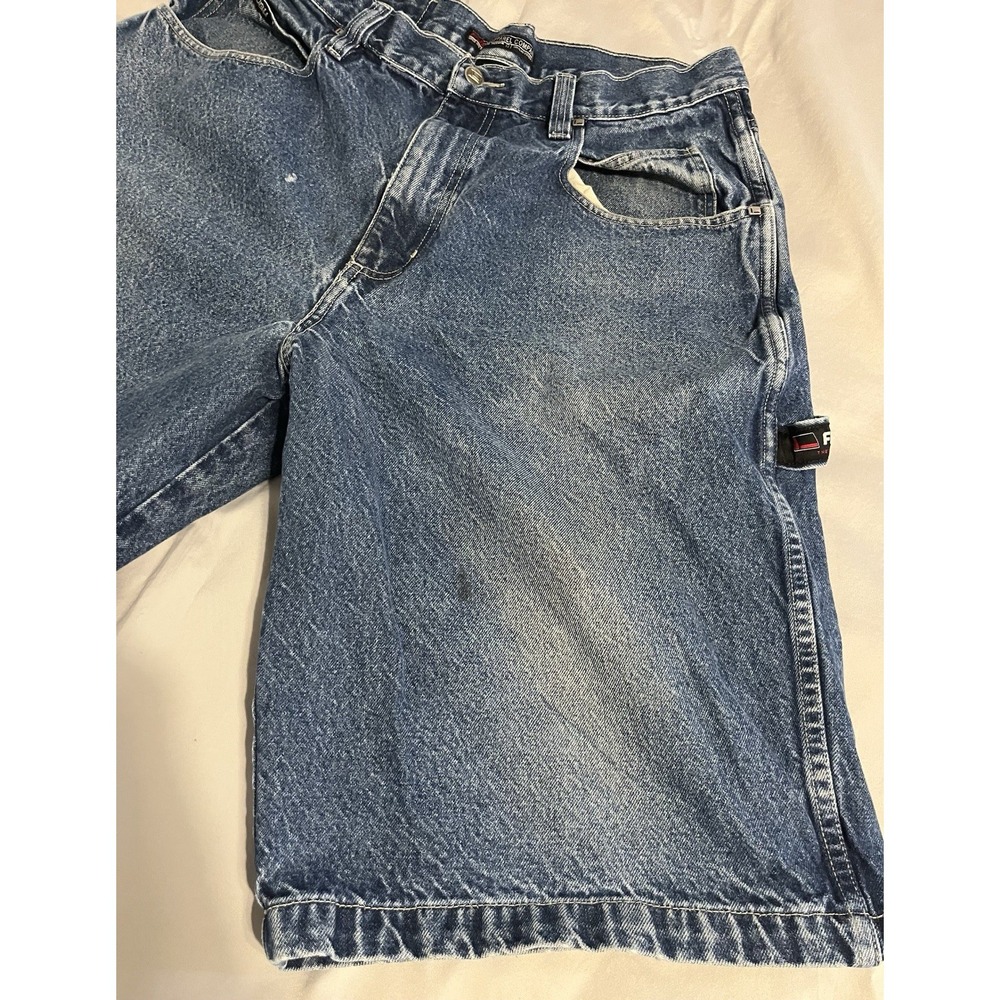 Vintage FUBU Shorts Carpenter Cargo Baggy Skater Y2K Denim Jorts W36 - Picture 5 of 16